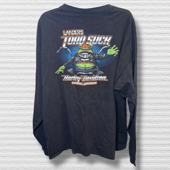 Harley Davidson Toad Suck  Long Sleeve Tee 3XL Black Double Side 2011 Conway AK - Picture 2 of 7